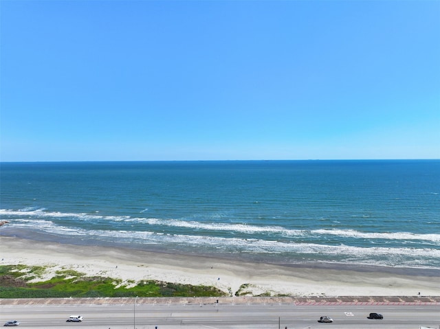 view of water feature with a beach view