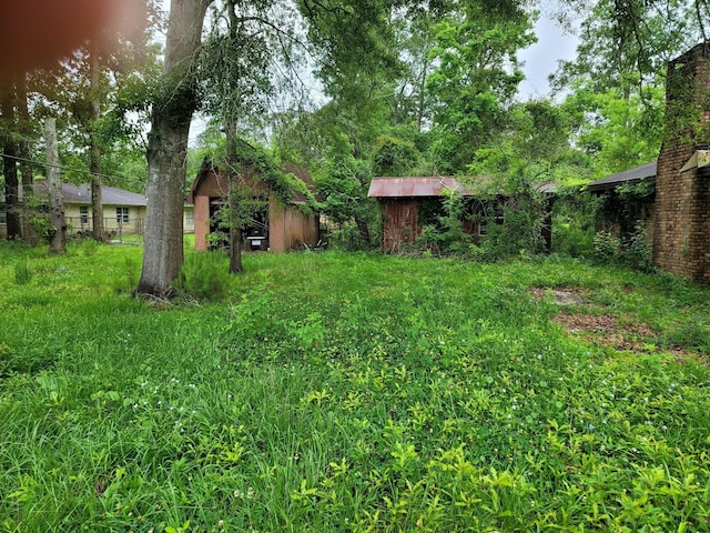 view of yard with an outbuilding