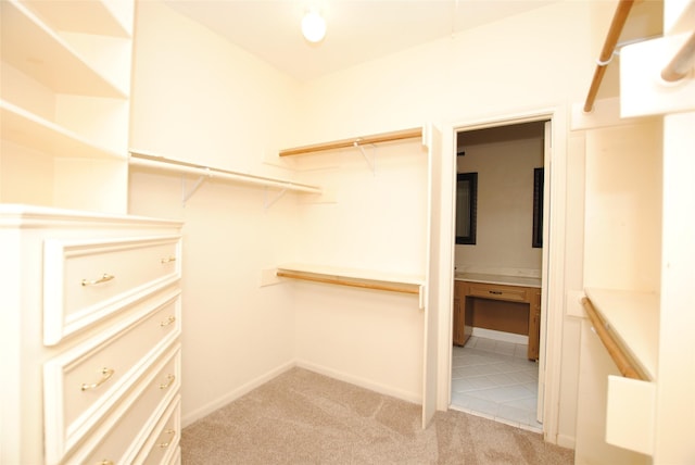 spacious closet with light colored carpet