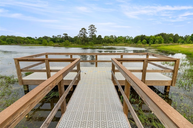 view of dock featuring a water view