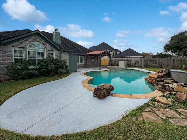 view of pool featuring a gazebo and a patio