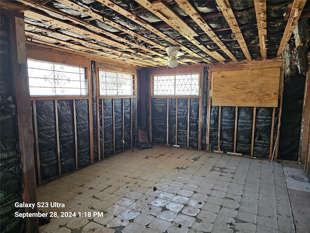 misc room featuring ceiling fan