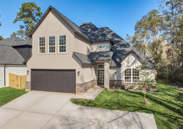 view of front of home with a garage and a front yard