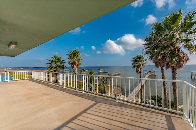 deck with a water view