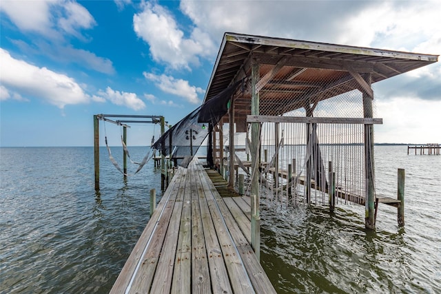 view of dock featuring a water view