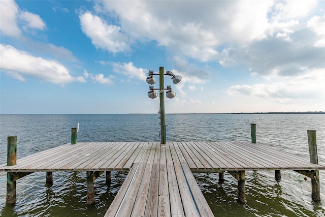 view of dock featuring a water view