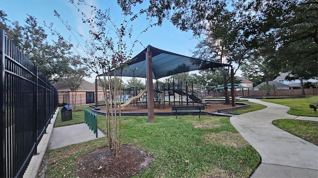 view of yard featuring a playground