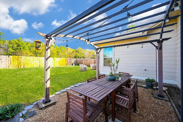 view of patio featuring a pergola