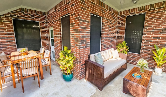 view of patio featuring an outdoor hangout area