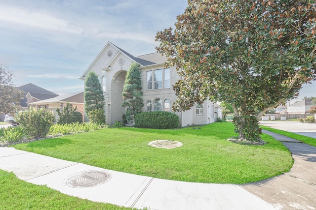 view of front facade featuring a front yard