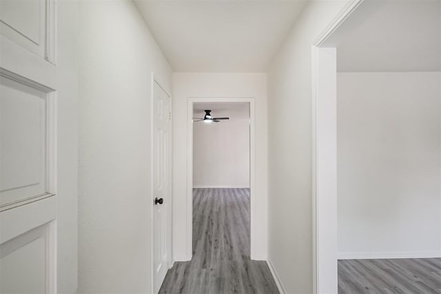 hallway with light wood-type flooring