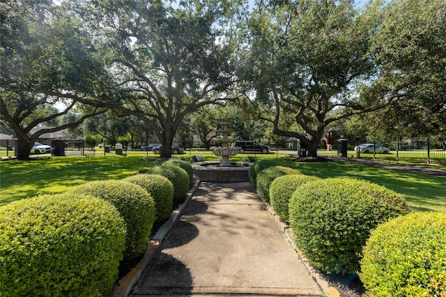 view of community featuring a lawn