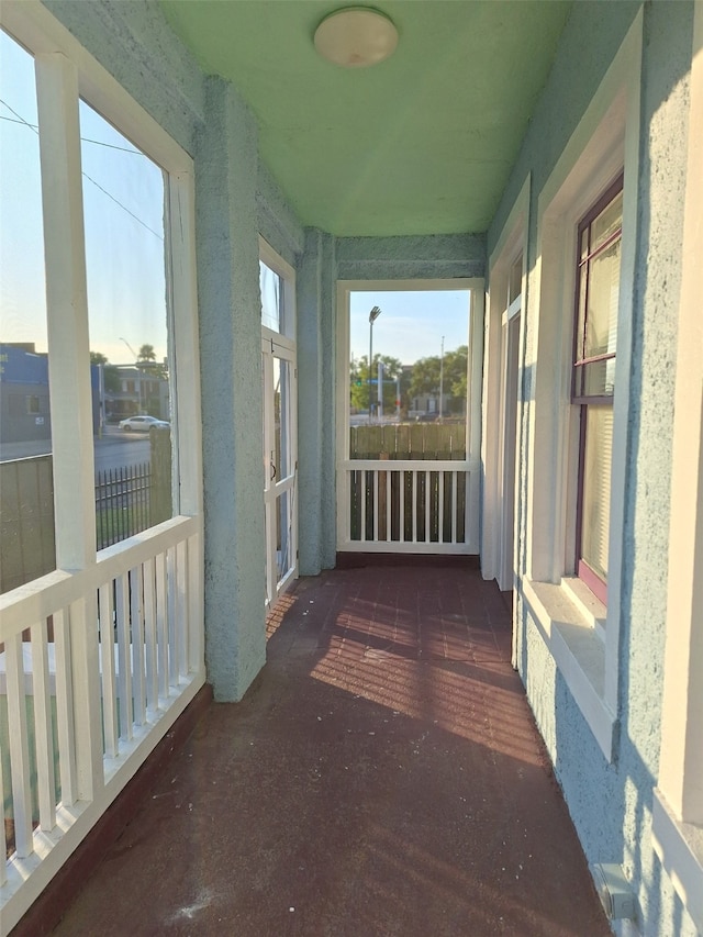 view of unfurnished sunroom