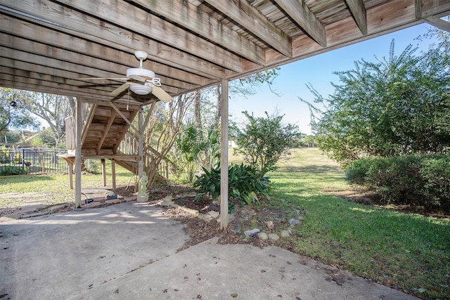 view of patio with ceiling fan