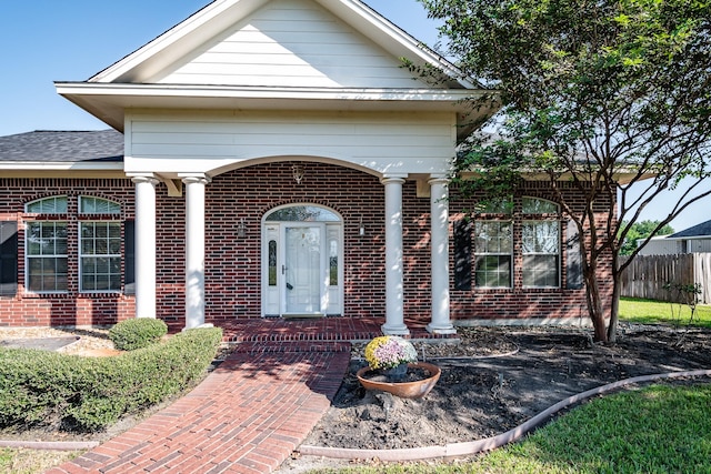 property entrance with a porch