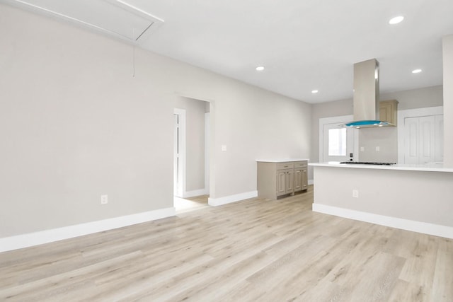 unfurnished living room featuring light hardwood / wood-style flooring