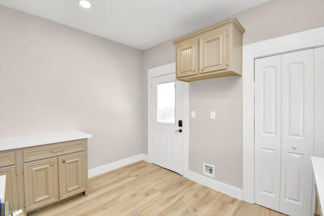 interior space with light hardwood / wood-style flooring