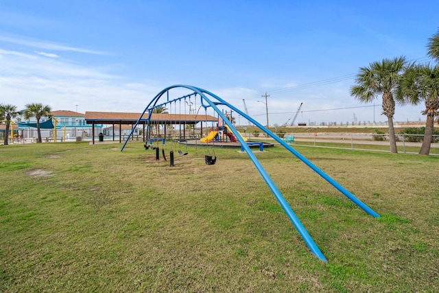 view of playground with a yard