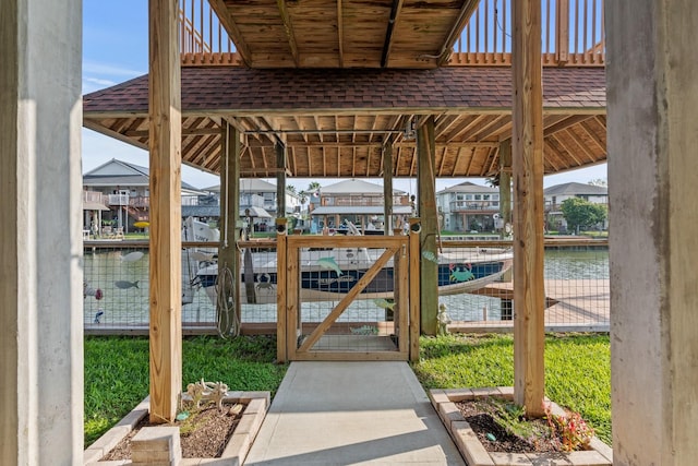 dock area featuring a water view