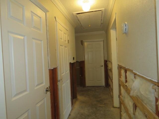 corridor with crown molding