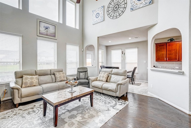 living room featuring light wood-type flooring