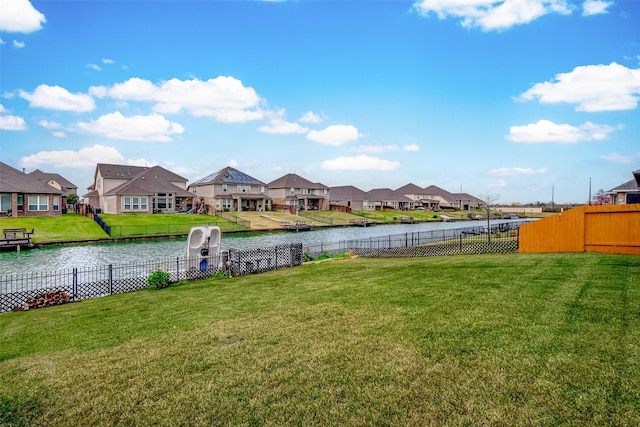 view of yard with a water view