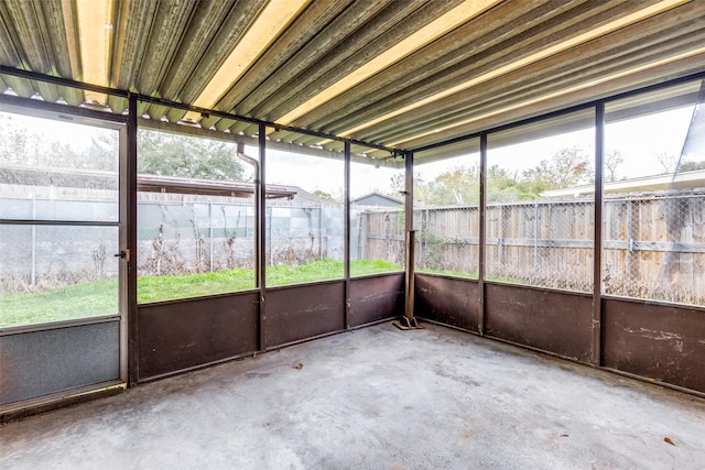 view of unfurnished sunroom