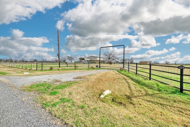 view of road with a rural view