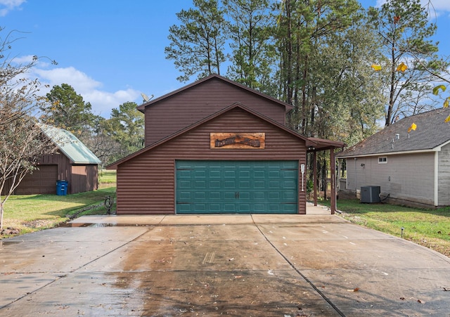 garage with central air condition unit