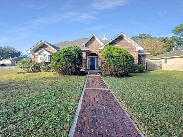 view of front of house featuring a front lawn