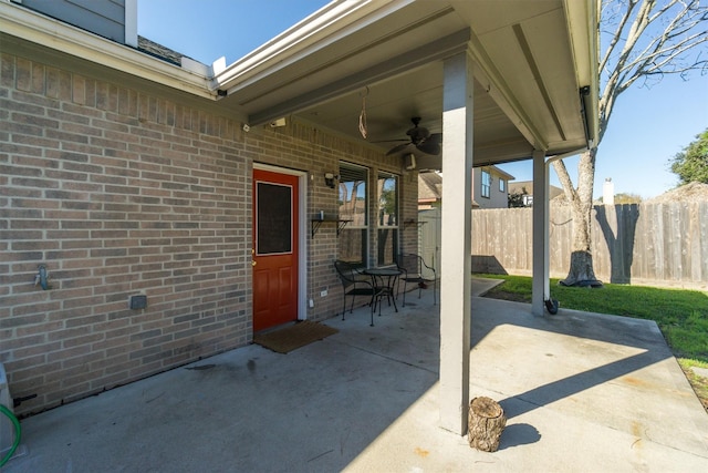 view of patio / terrace with ceiling fan