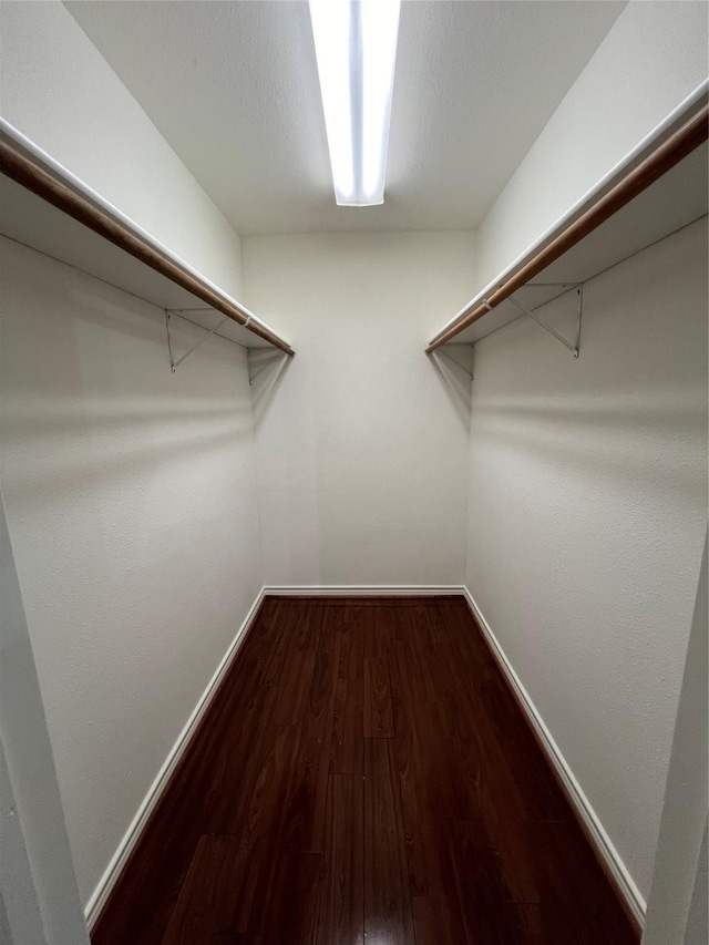 spacious closet with dark hardwood / wood-style floors