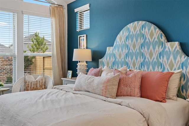 bedroom with vaulted ceiling