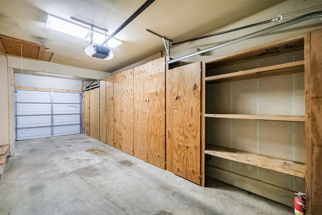 garage with a garage door opener