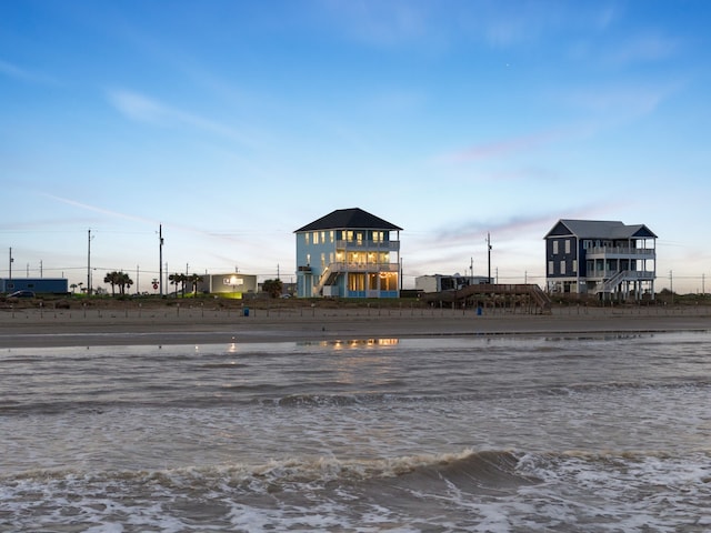 exterior space featuring a water view