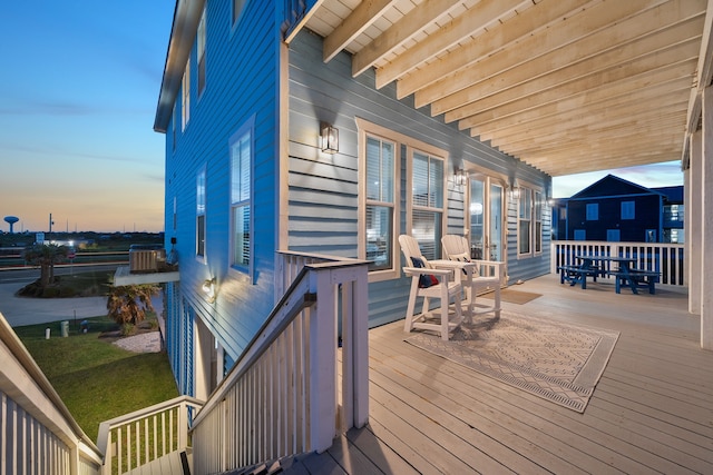 view of deck at dusk