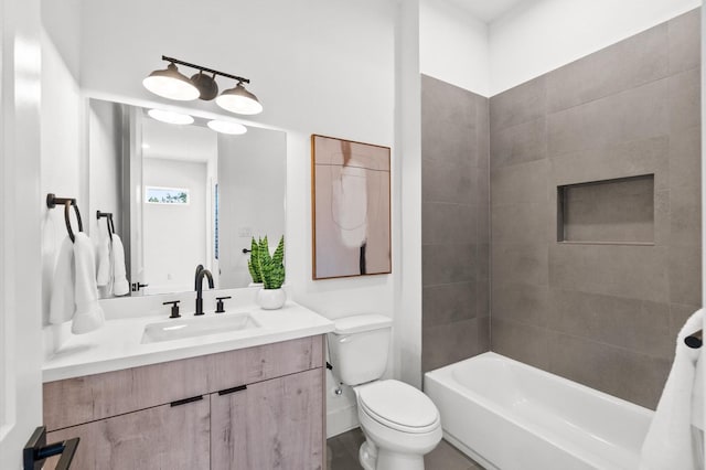 full bathroom featuring vanity, toilet, and bathing tub / shower combination