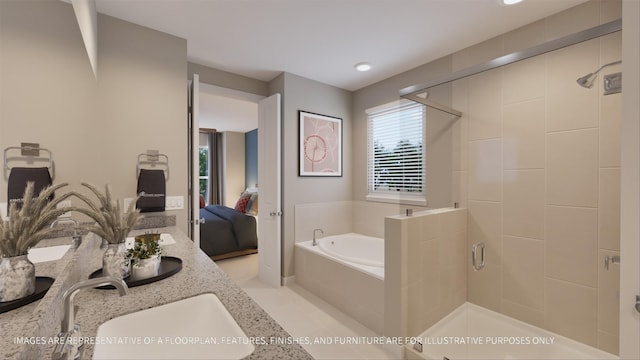 bathroom with plus walk in shower and sink