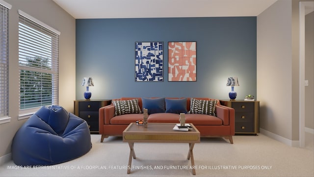 carpeted living room with plenty of natural light