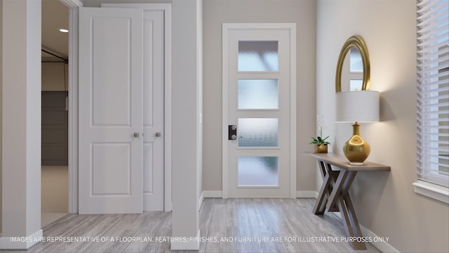 entrance foyer featuring light hardwood / wood-style floors and a wealth of natural light