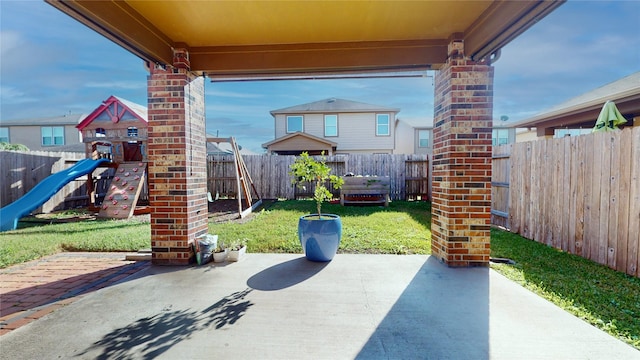 view of patio / terrace with a playground