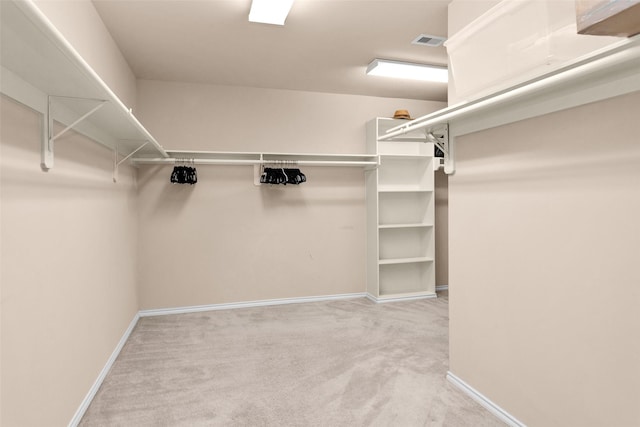 spacious closet featuring light carpet