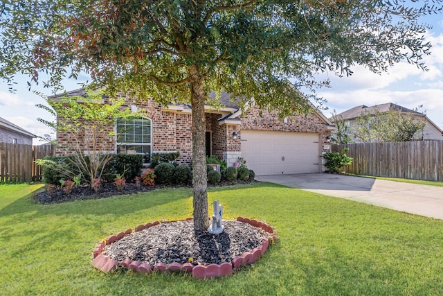 view of front facade with a front lawn and a garage