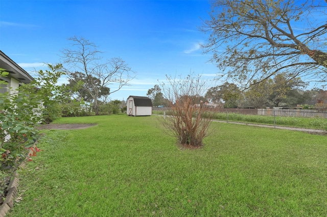 view of yard with a shed