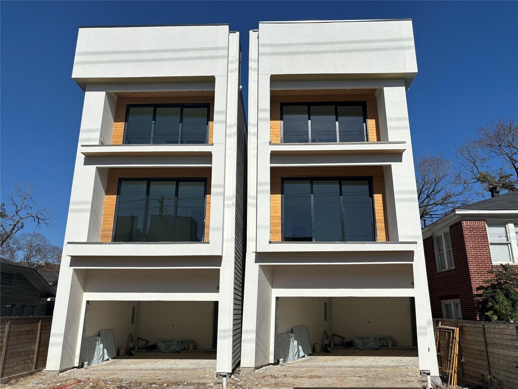 exterior space with a garage