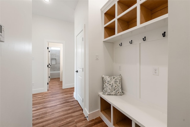 mudroom featuring light wood-type flooring