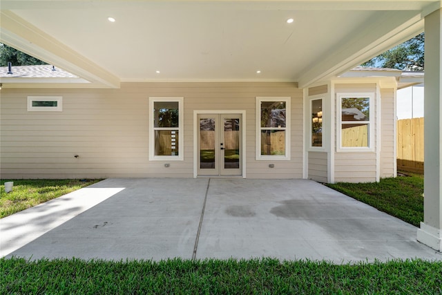 view of patio / terrace featuring french doors