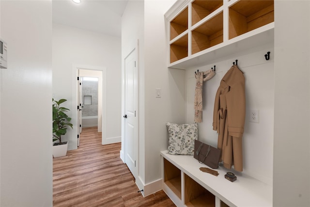 mudroom with light wood-type flooring