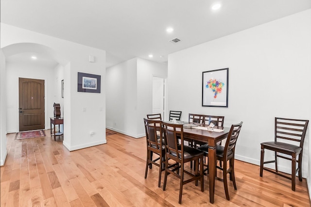 dining room featuring light hardwood / wood-style floors