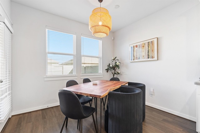 dining room with dark hardwood / wood-style flooring